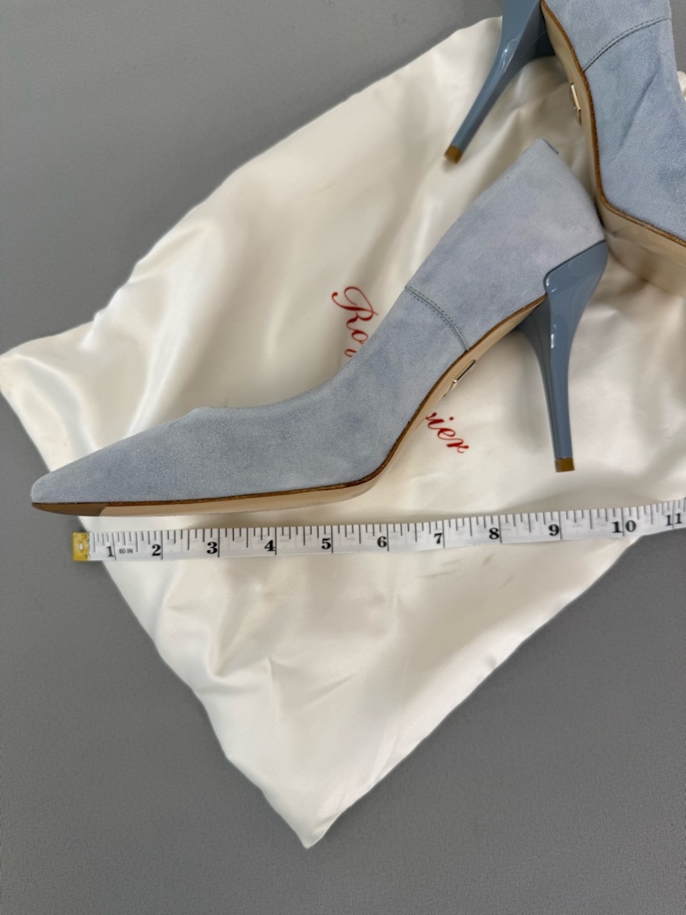 Roger Vivier Light Blue Suede Heels Pumps Size 37.5 Italian Luxury w/ dust bag - Picture 11 of 14